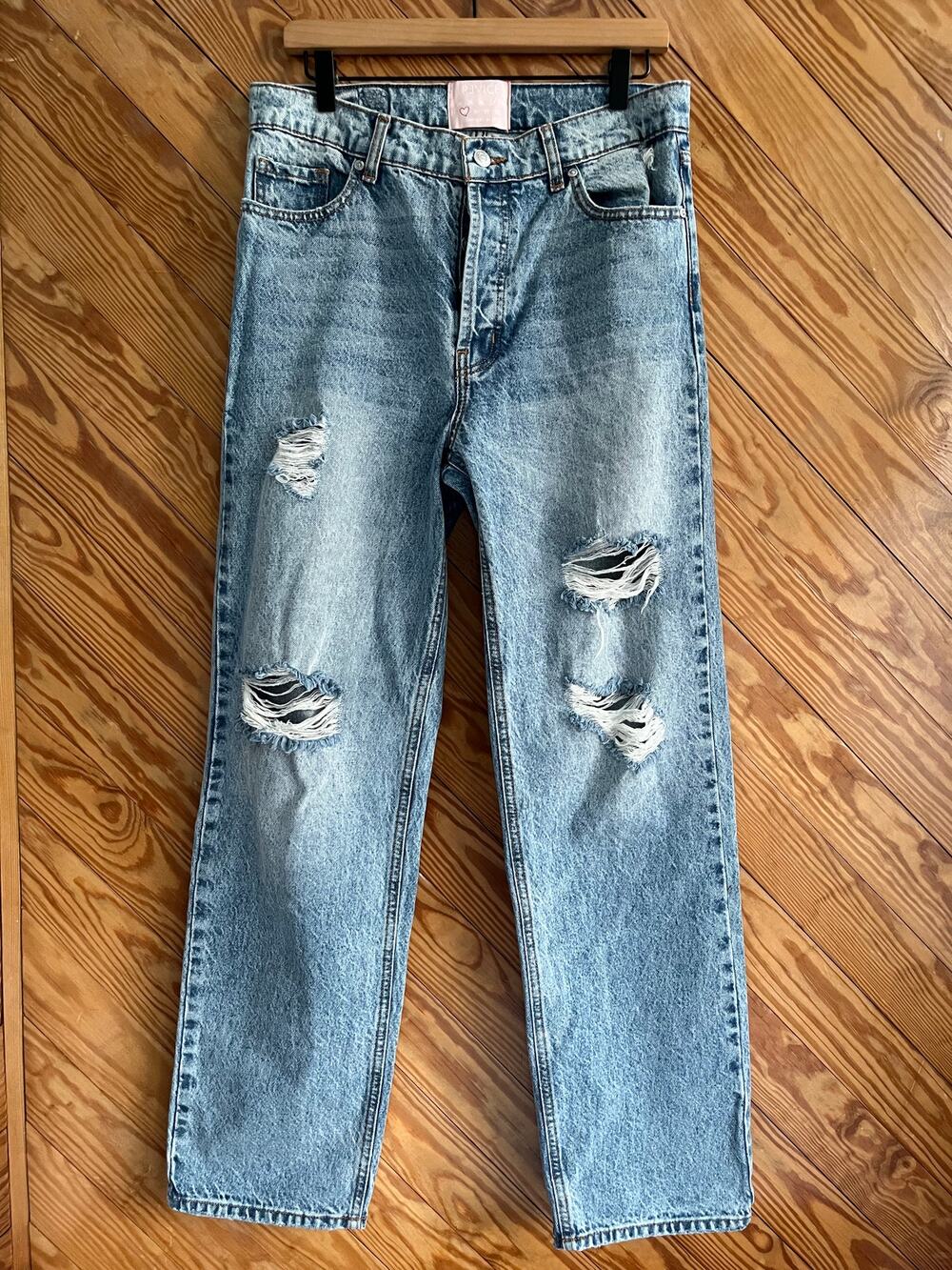 REVICE Denim Super 80s High Rise Straight Leg Distressed Jeans Size 29